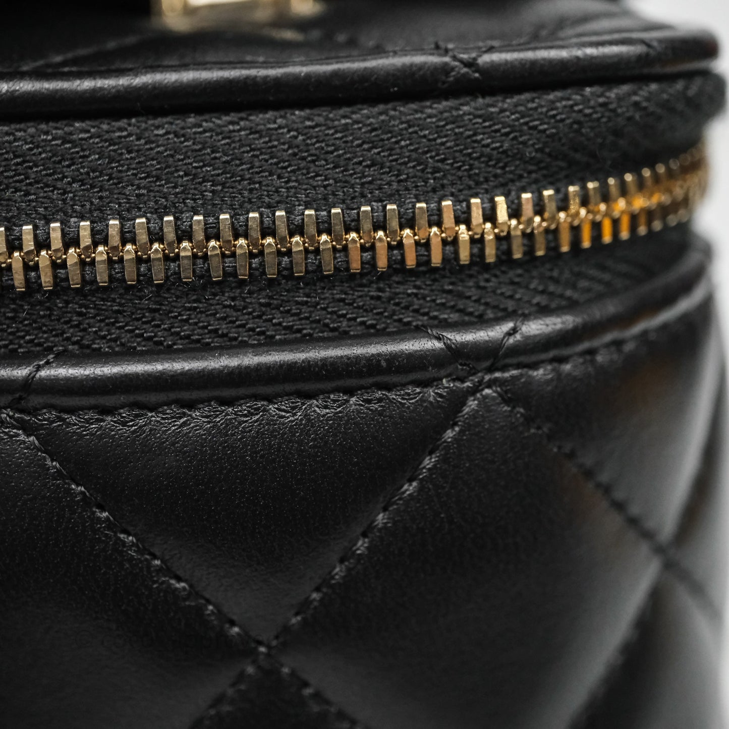 Chanel Vanity Rectangular Top Handle Black Lambskin Light Gold Hardware