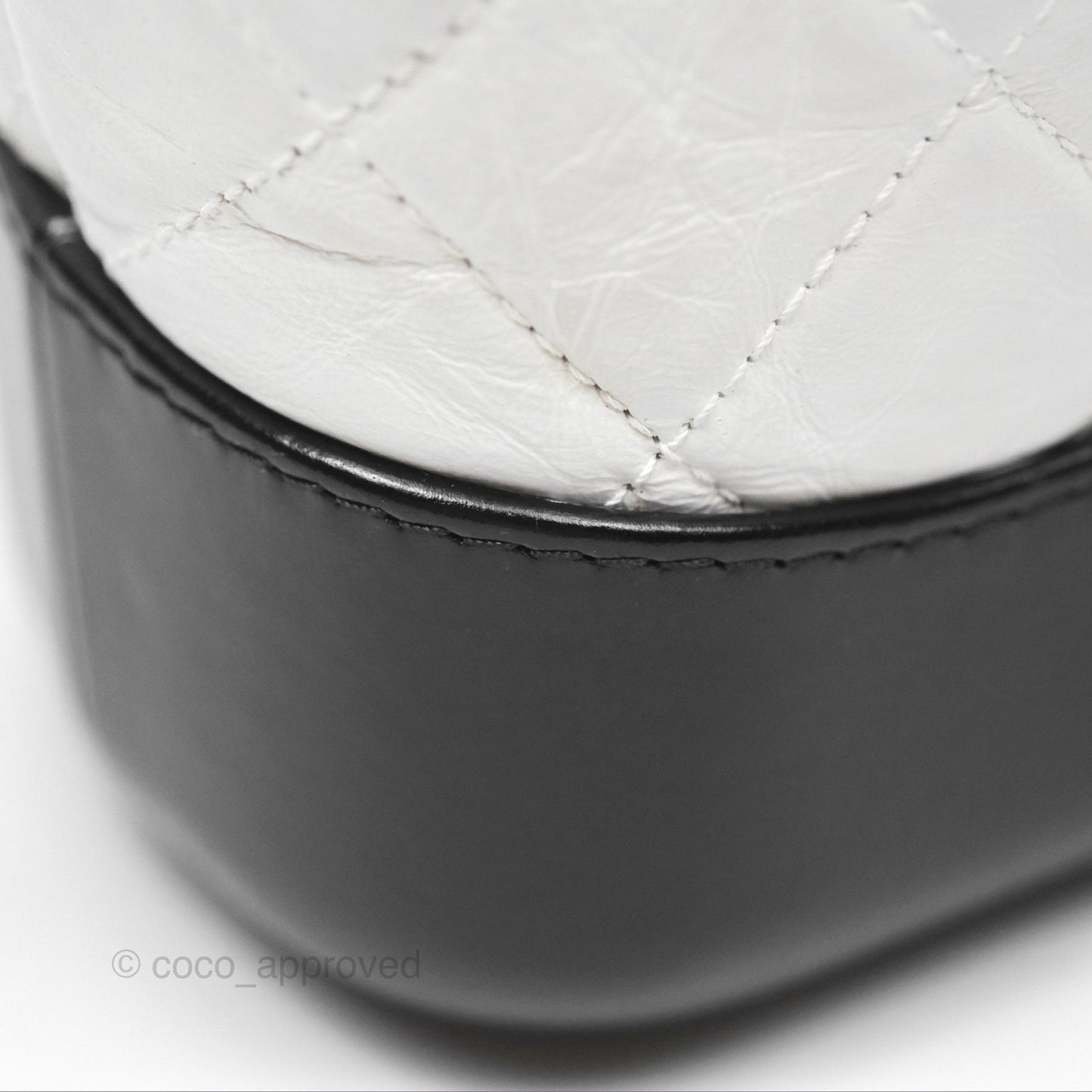 Chanel Small Gabrielle Hobo Quilted Black White Aged Calfskin