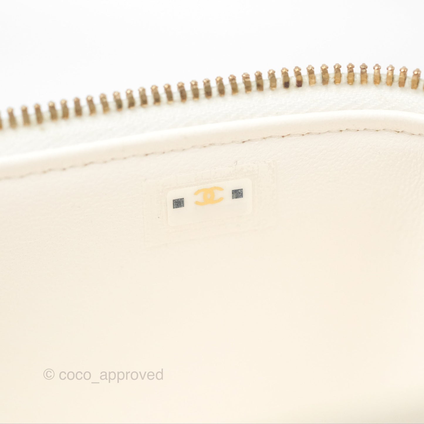 Chanel Vanity with Heart Adjustable Chain White Caviar Aged Gold Hardware