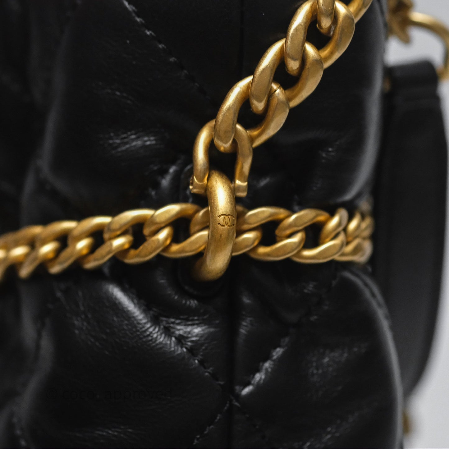 Chanel Enamel CC Bucket Bag Black Lambskin Gold Hardware 22P