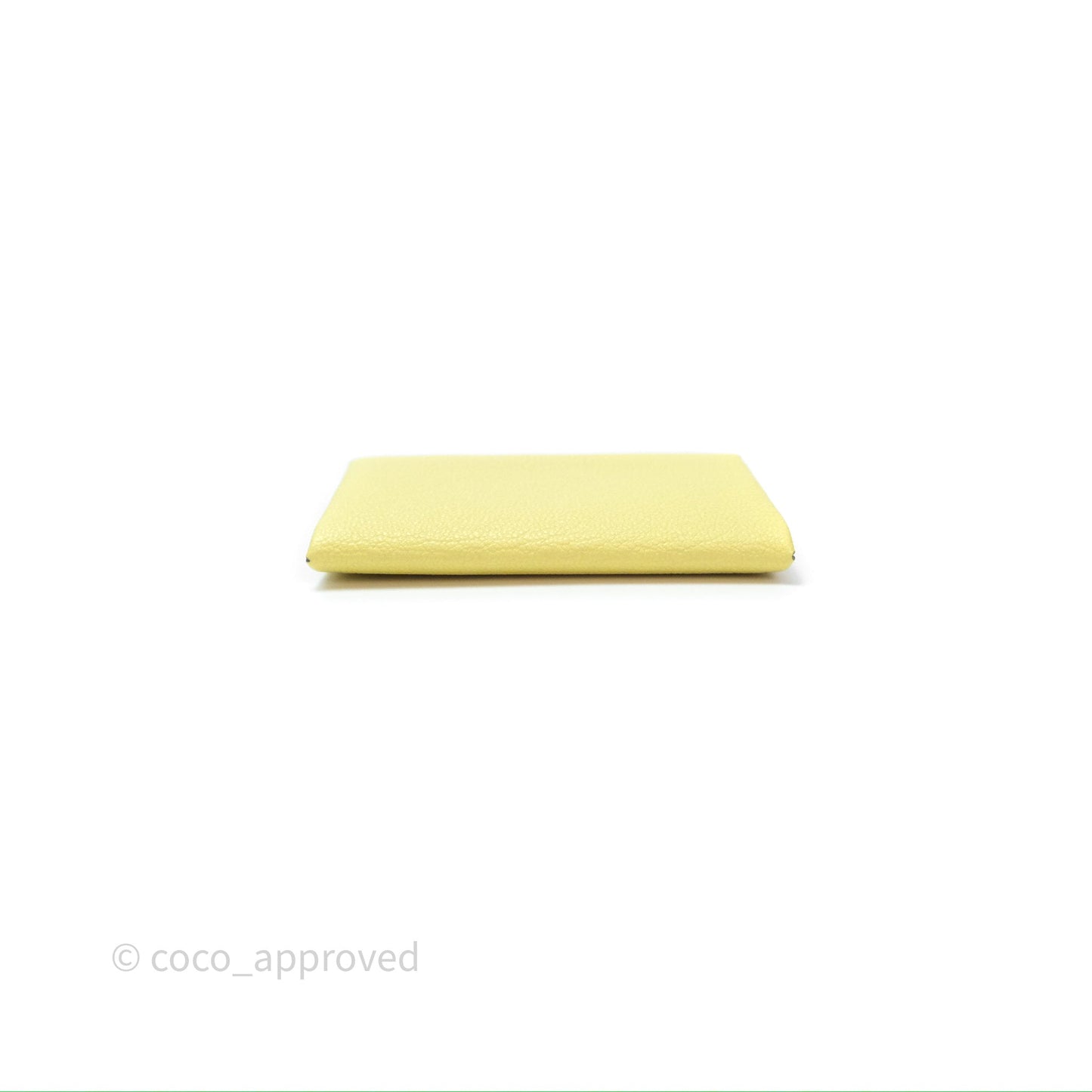 Hermès Calvi Card Holder Limoncello Chèvre Mysore Palladium Hardware