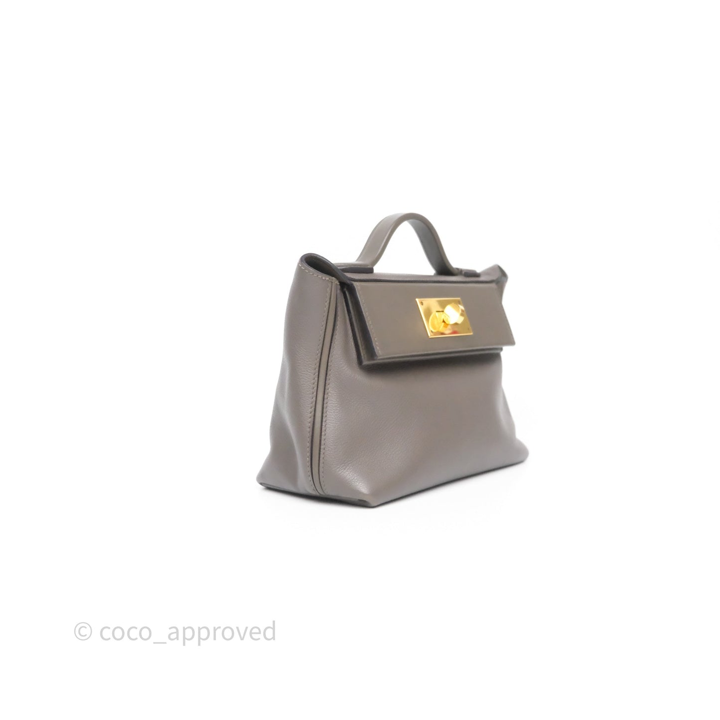 Hermès 24/24 21 Mini Gris Etain 8F Evercolor/ Swift Gold Hardware