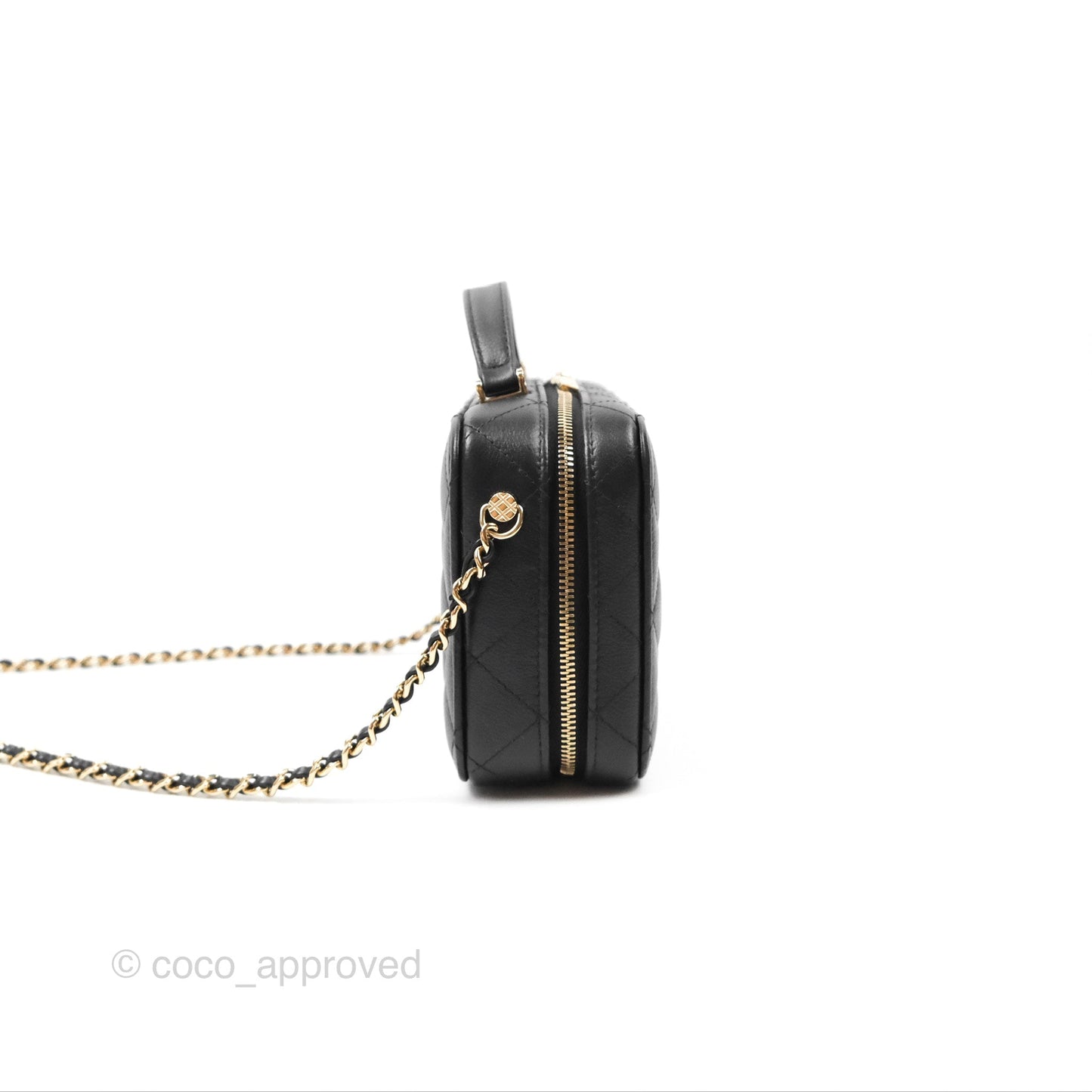 Chanel Quilted Top Handle Vanity Case Black Caviar Gold Hardware 22P
