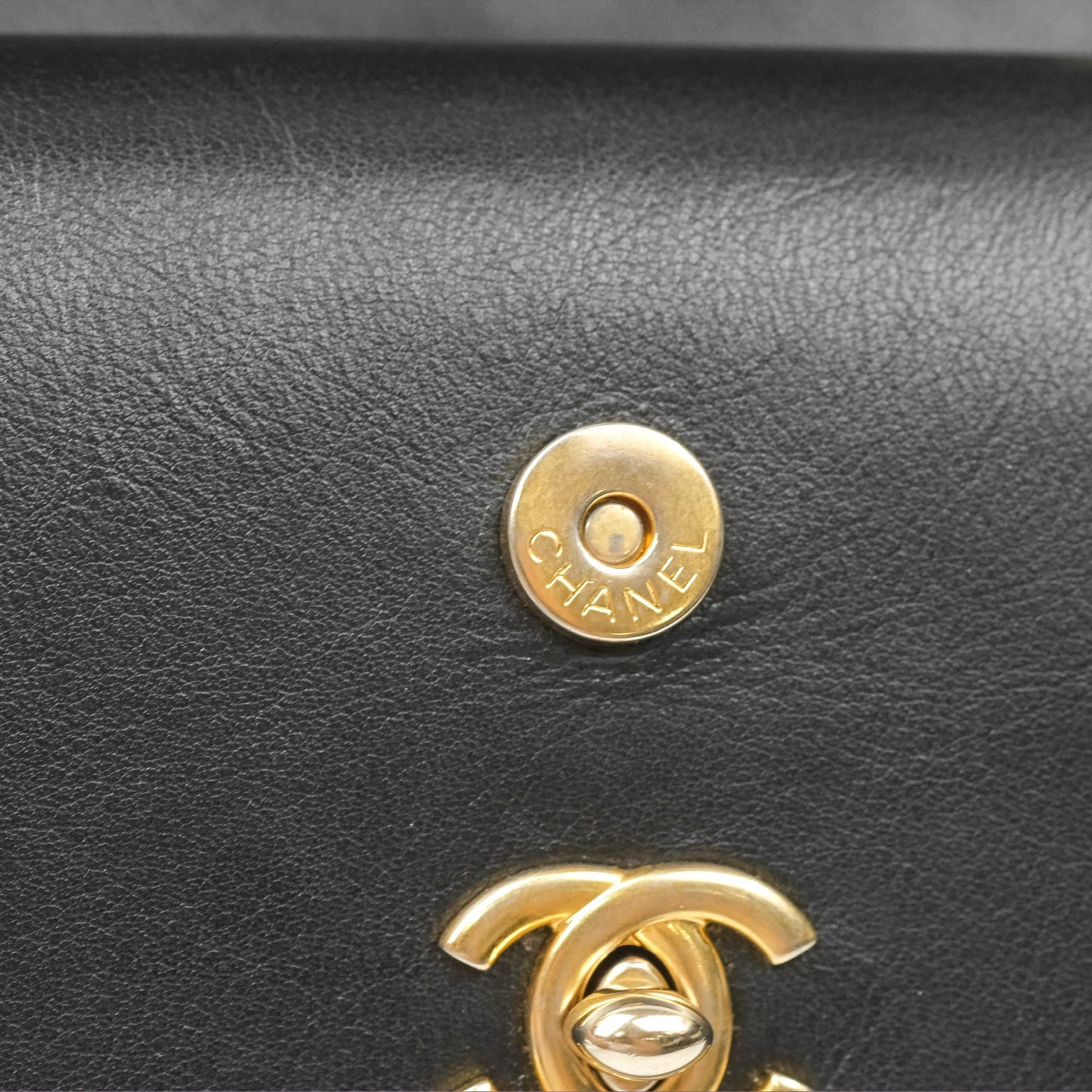 Chanel Triple Flap Bag Quilted Black Calfskin Aged Gold Hardware