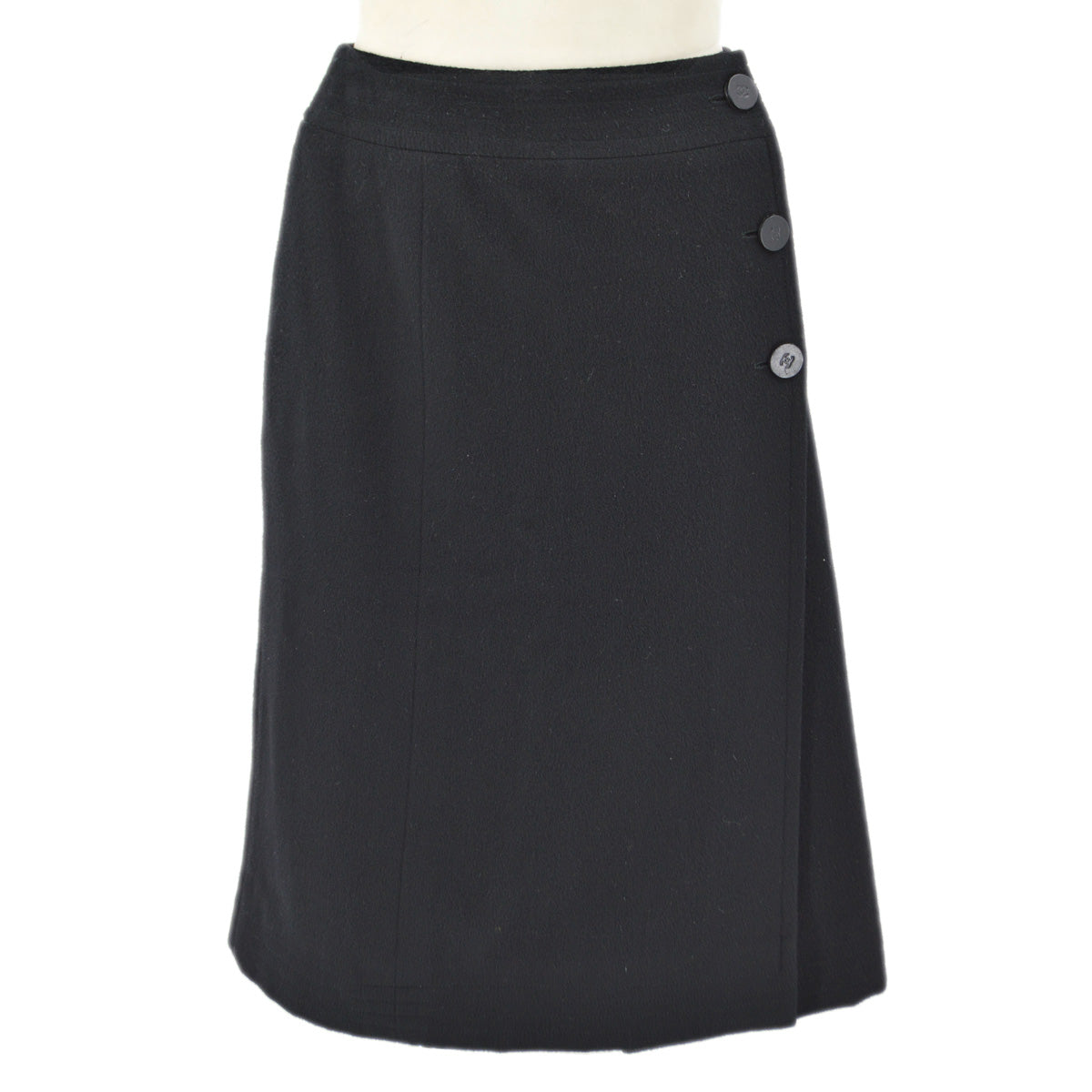 Luxury Chanel 2001 Fall buttoned A-line cashmere wrap skirt #34