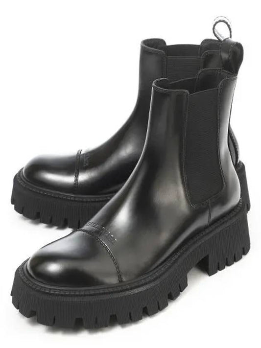 Luxury Balenciaga Tractor Leather Chelsea Boots Black