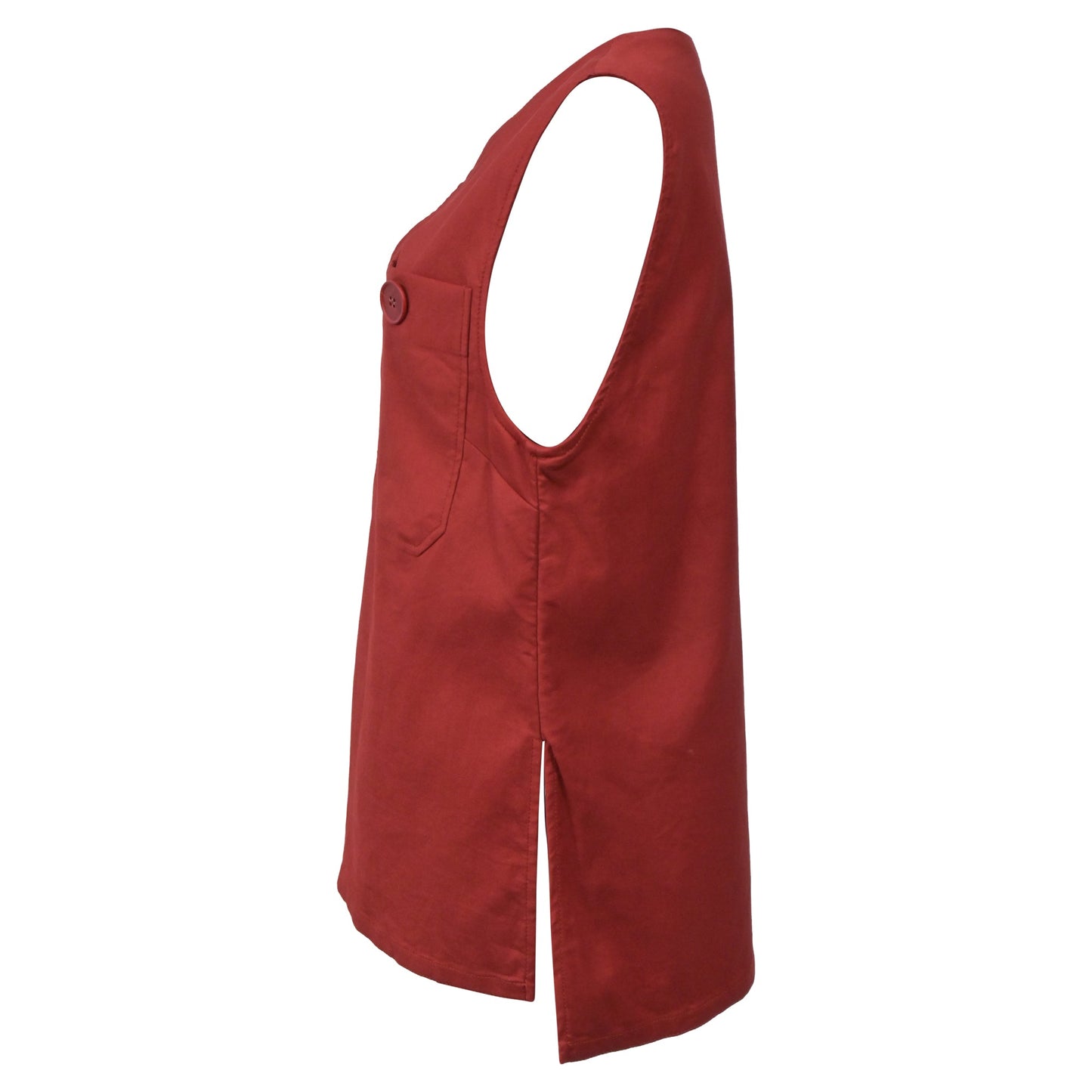 Luxury Bottega Veneta Pocket Detail Sleeveless Top in Red Cotton