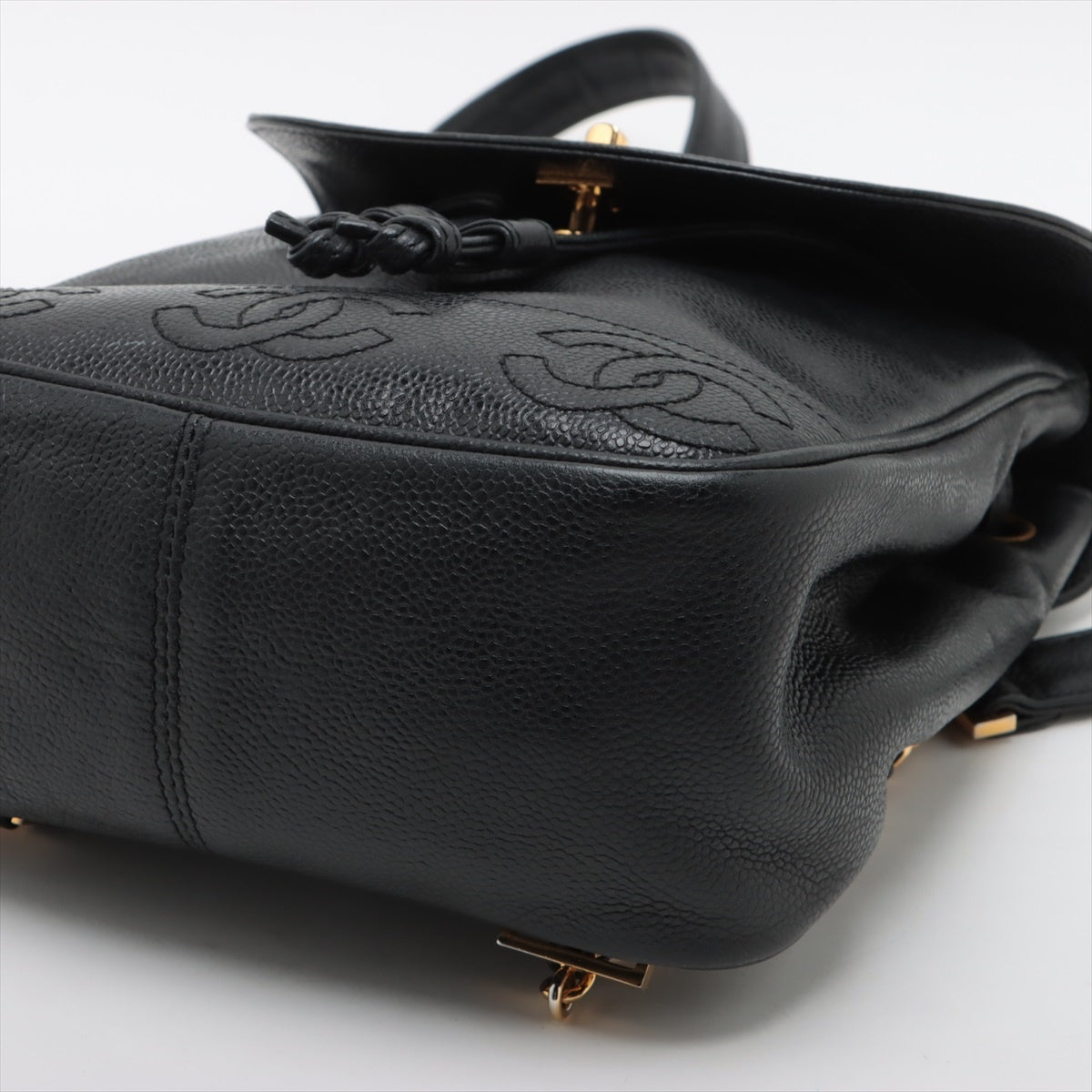 Chanel Triple Coco Cabia S Chain Rucks Black G  4th