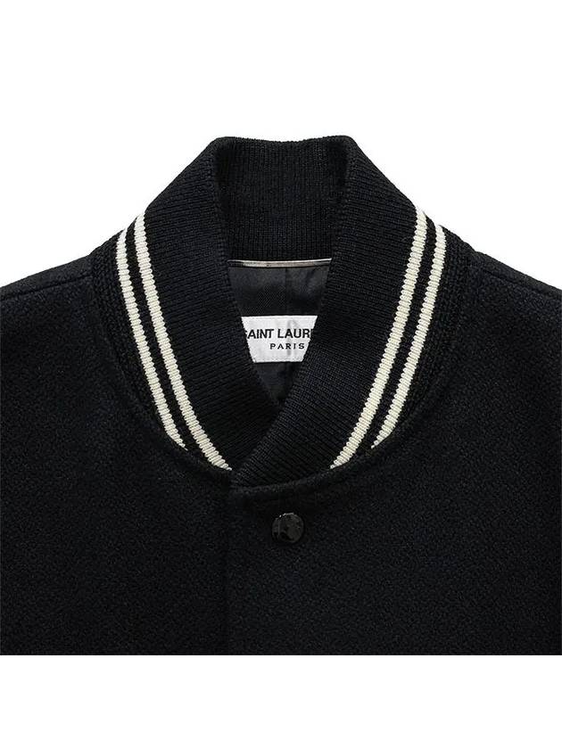 Luxury Saint Laurent Teddy Bomber Jacket in Wool Black White