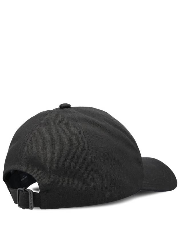 Luxury Saint Laurent Embroidered Logo Gabardine Weave Cotton Ball Cap Black