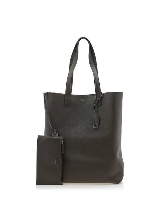 Luxury Saint Laurent Bold Shopping Bag In Grained Leather Dark Khaki