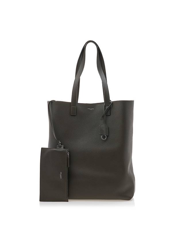 Luxury Saint Laurent Bold Shopping Bag In Grained Leather Dark Khaki
