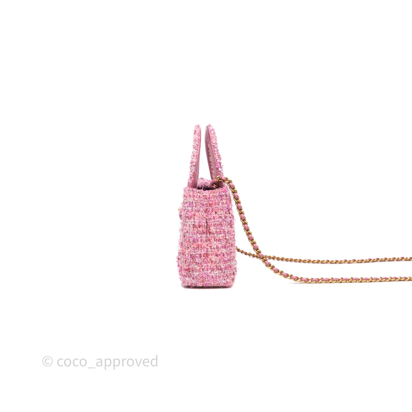 Chanel Kelly Bag Pink Tweed Aged Gold Hardware