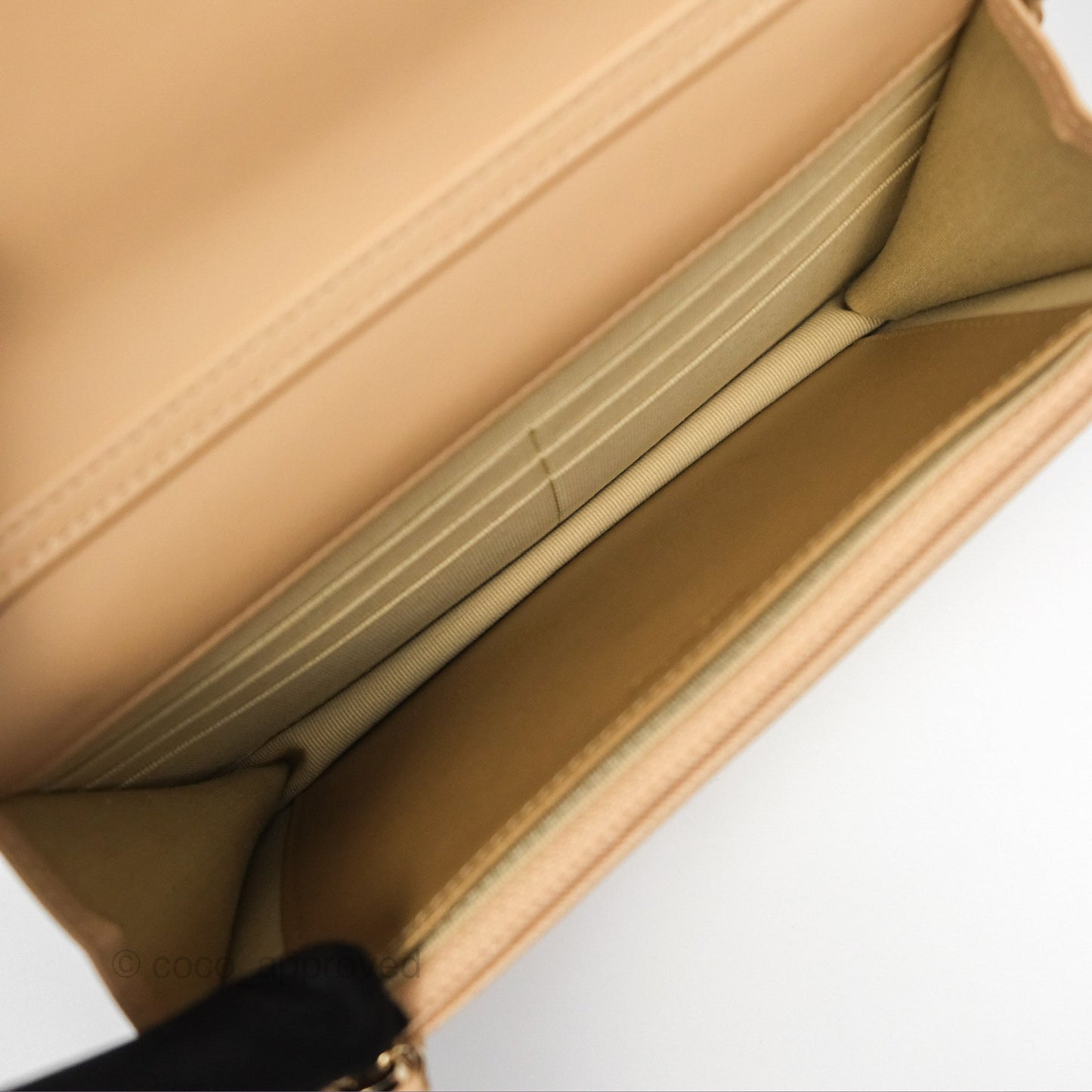 Chanel Quilted Pearl Crush Wallet on Chain WOC Beige Lambskin Aged Gold Hardware
