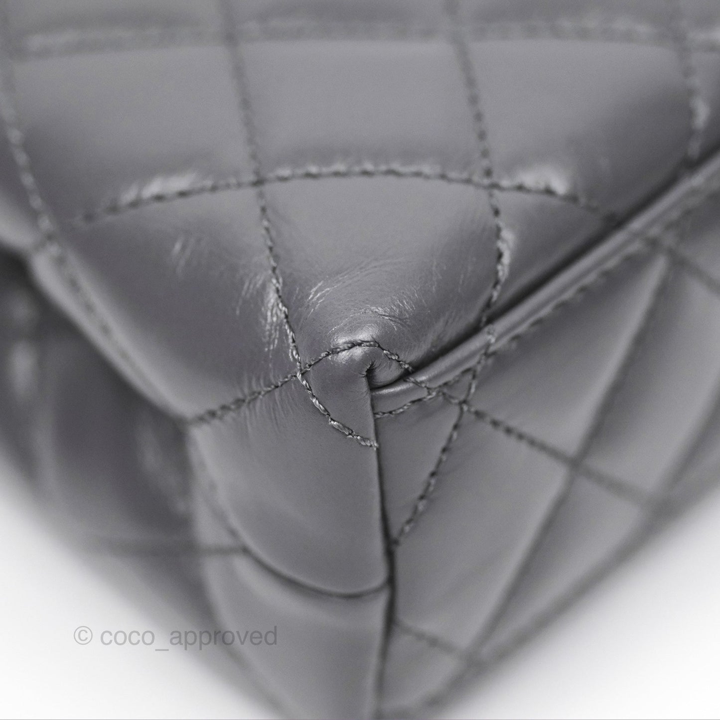 Chanel Kelly Bag Quilted Grey Shiny Calfskin Aged Gold Hardware