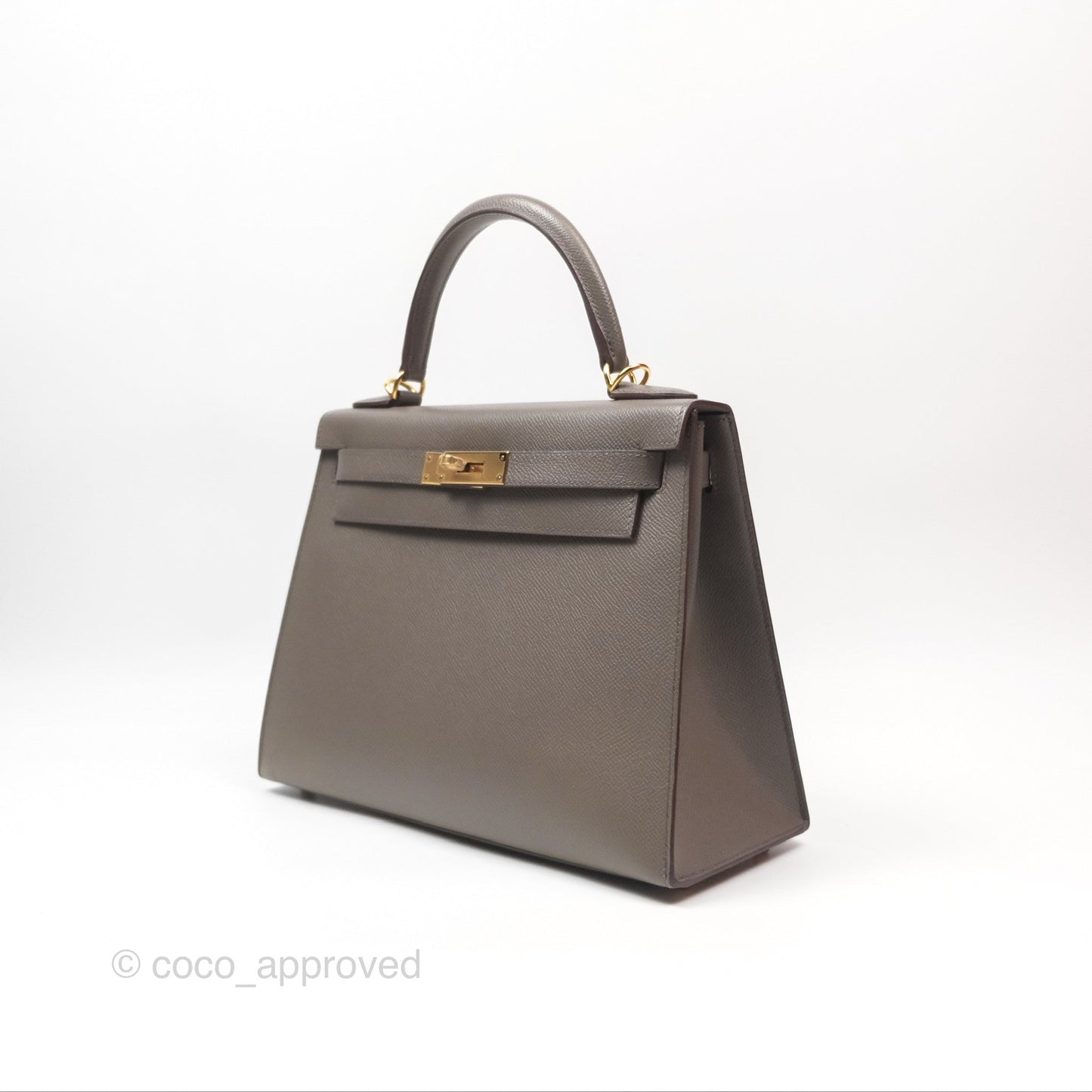 Hermès Kelly Sellier 28 Gris Etain 8F Epsom Gold Hardware