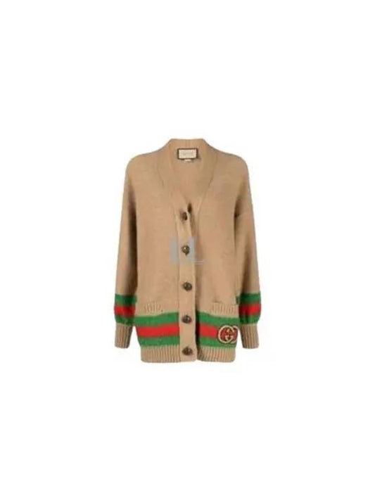 Luxury Gucci Trending 2025 Women's Interlocking G Wool Mohair Cardigan Camel