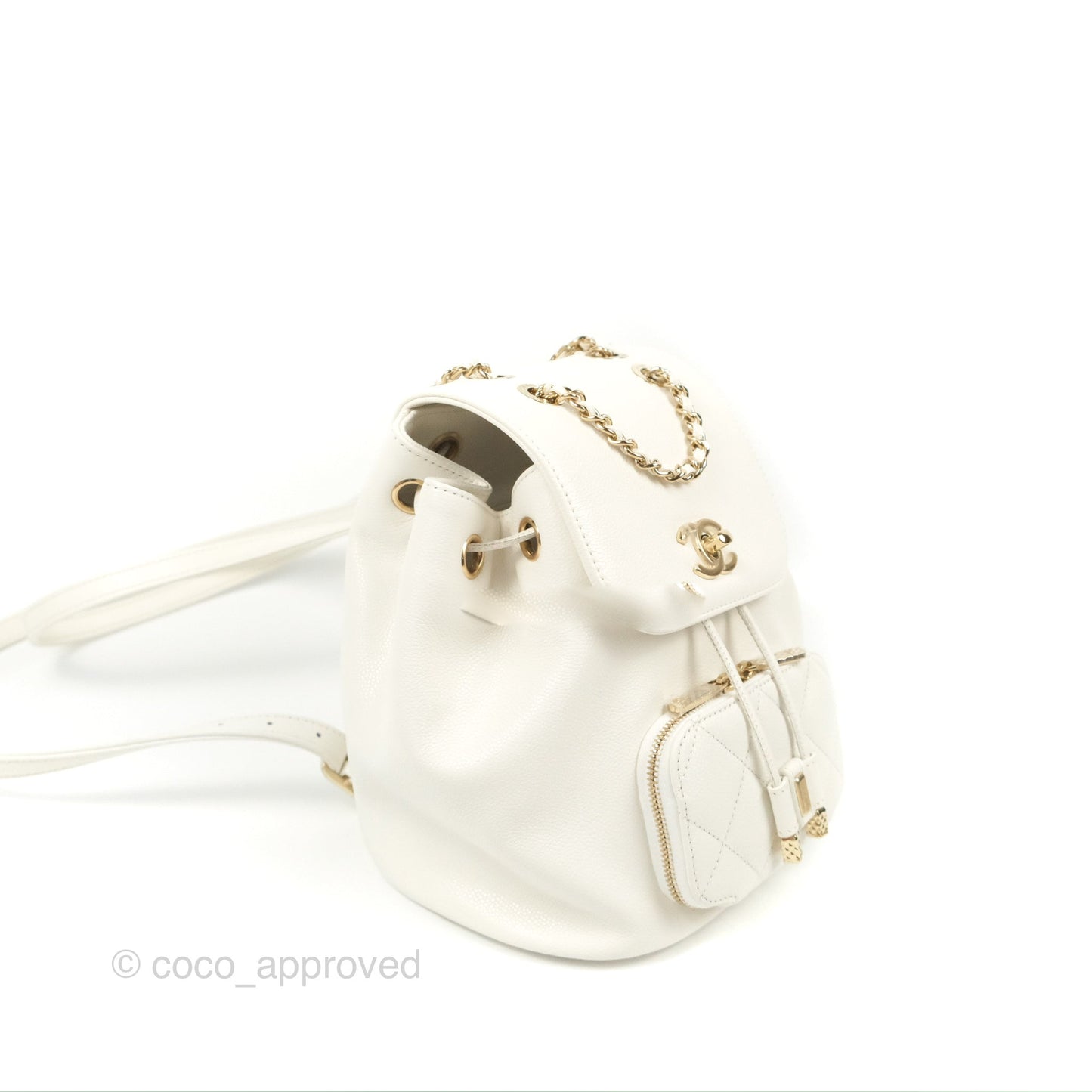 Chanel Mini Business Affinity Backpack White Caviar Gold Hardware 22B