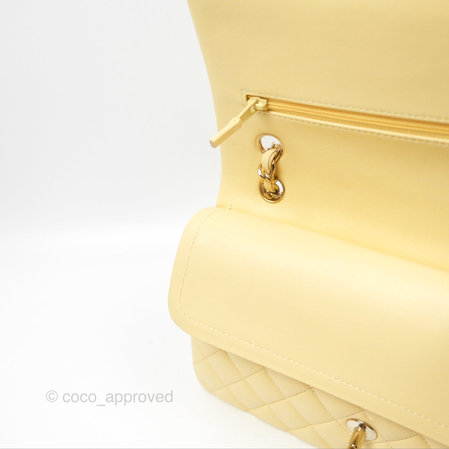 Chanel Classic M/L Medium Flap Quilted Yellow Lambskin Gold Hardware