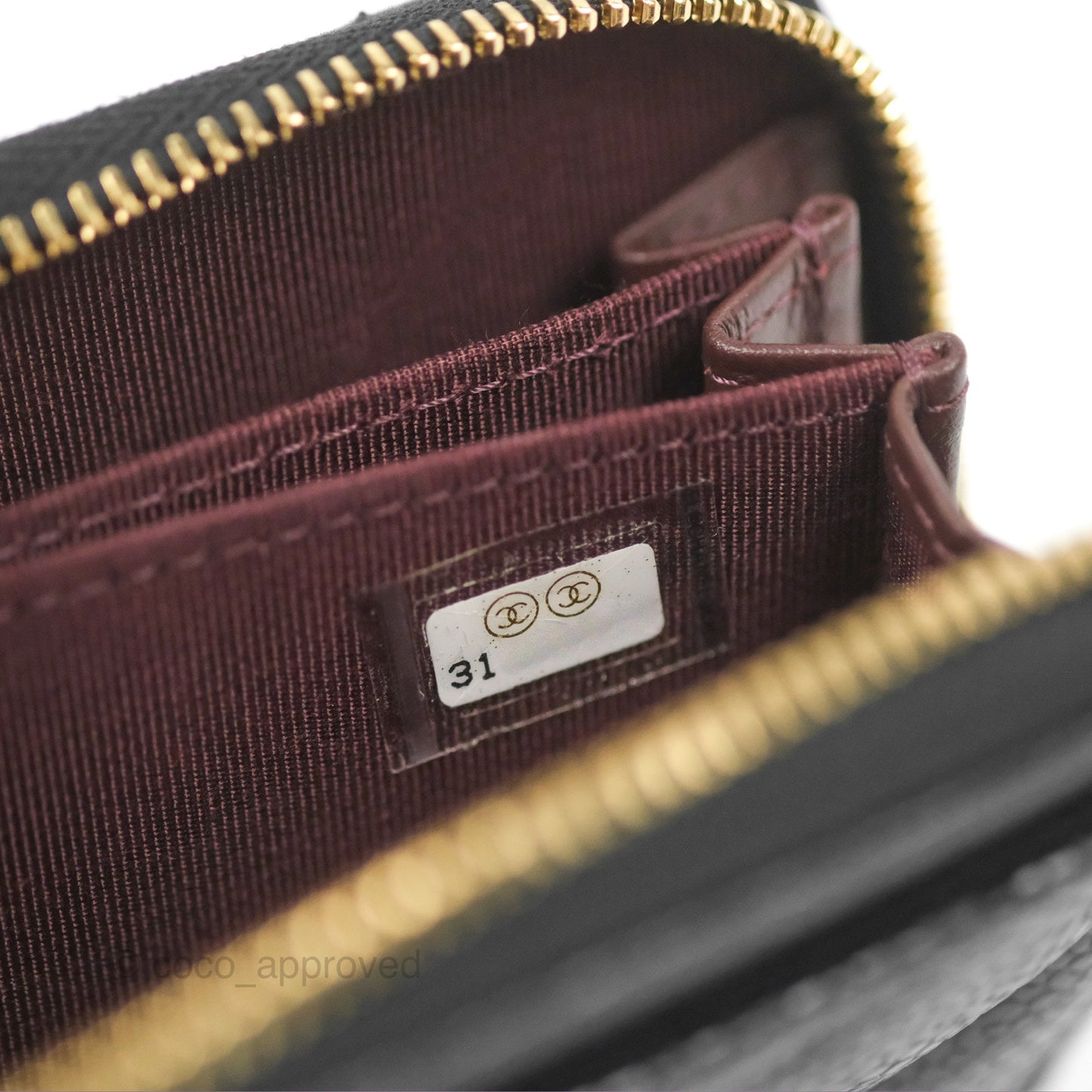 Chanel Classic Zipped Coin Purse Black Caviar Gold Hardware
