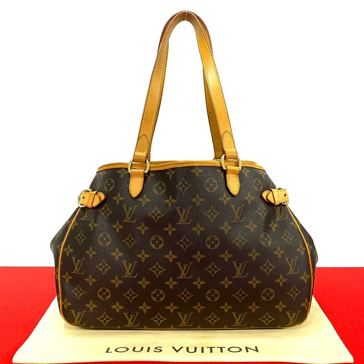 LOUIS VUITTON Tote Bag leather Brown Monogram Batignolles Horizontal