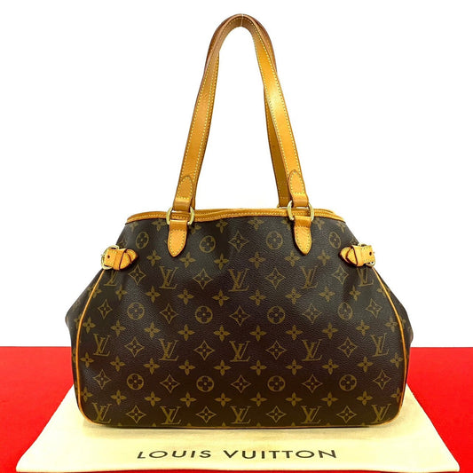 LOUIS VUITTON Tote Bag leather Brown Monogram Batignolles Horizontal