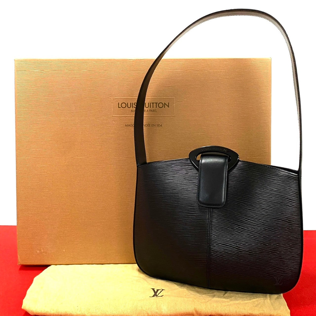 LOUIS VUITTON Shoulder Bag Epi Leather black Epi Revli