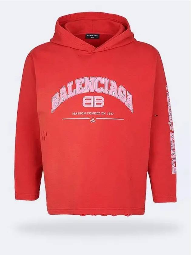 Luxury Balenciaga BB Logo Hoodie Red