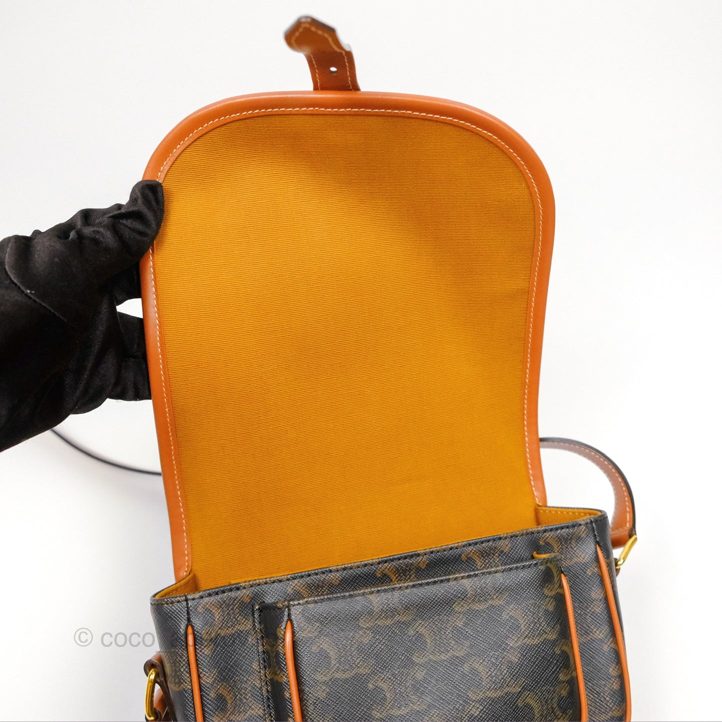 Celine Medium Folco Bag Triomphe Canvas Tan
