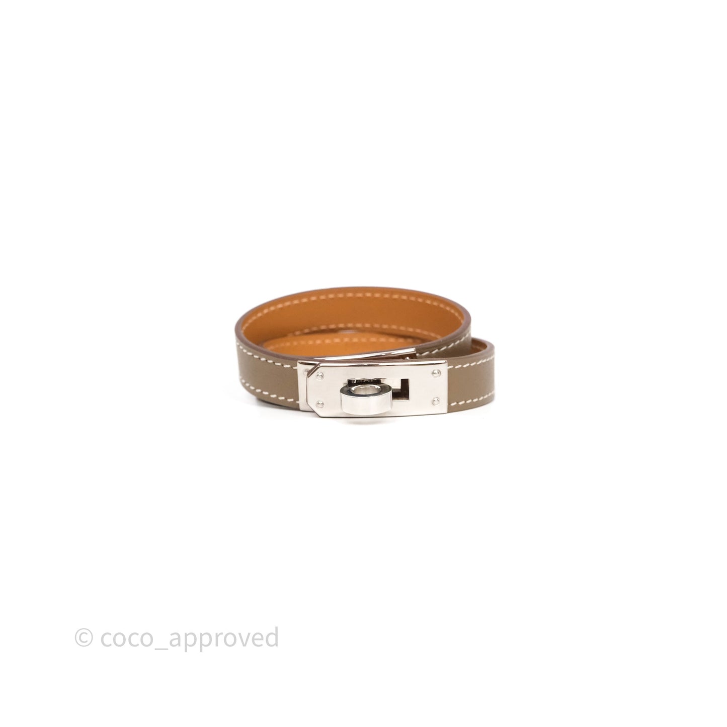Hermès Kelly Double Tour Bracelet Etoupe Epsom Palladium Hardware