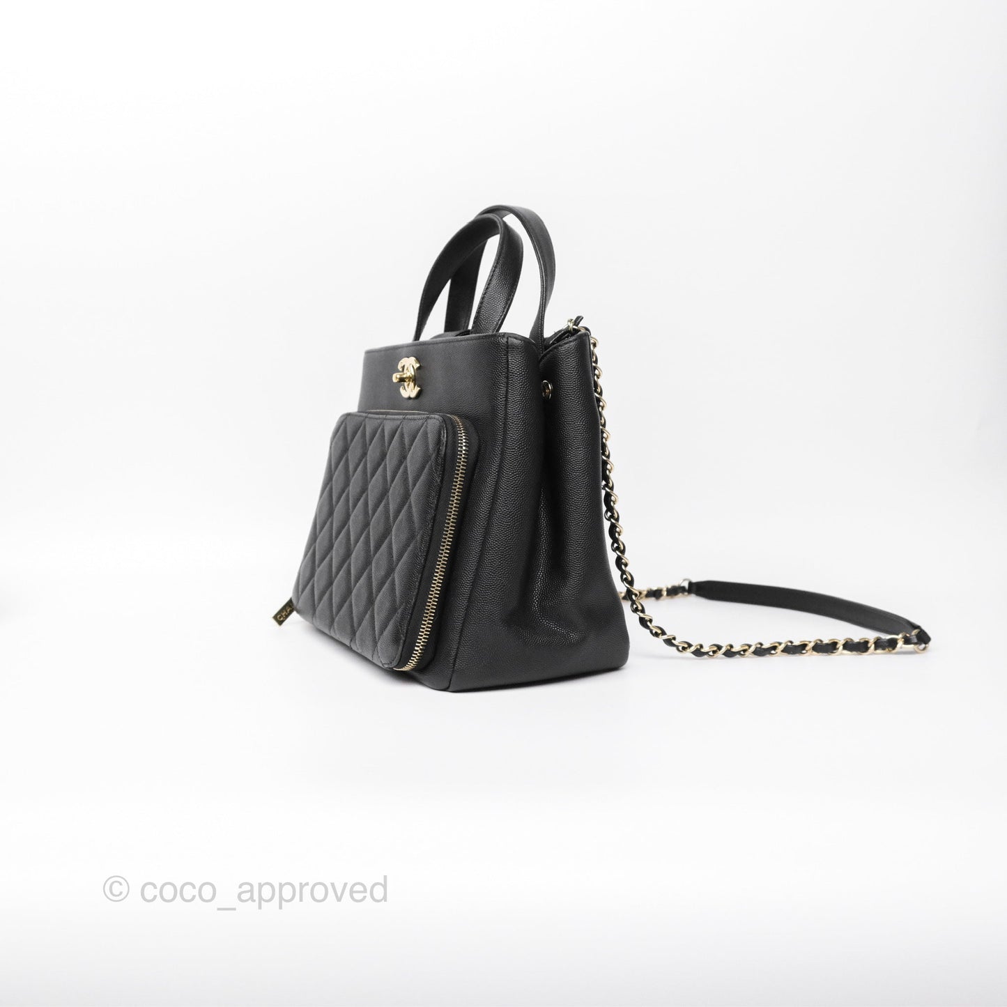 Chanel Small Business Affinity Shopping Bag Black Caviar Gold Hardware