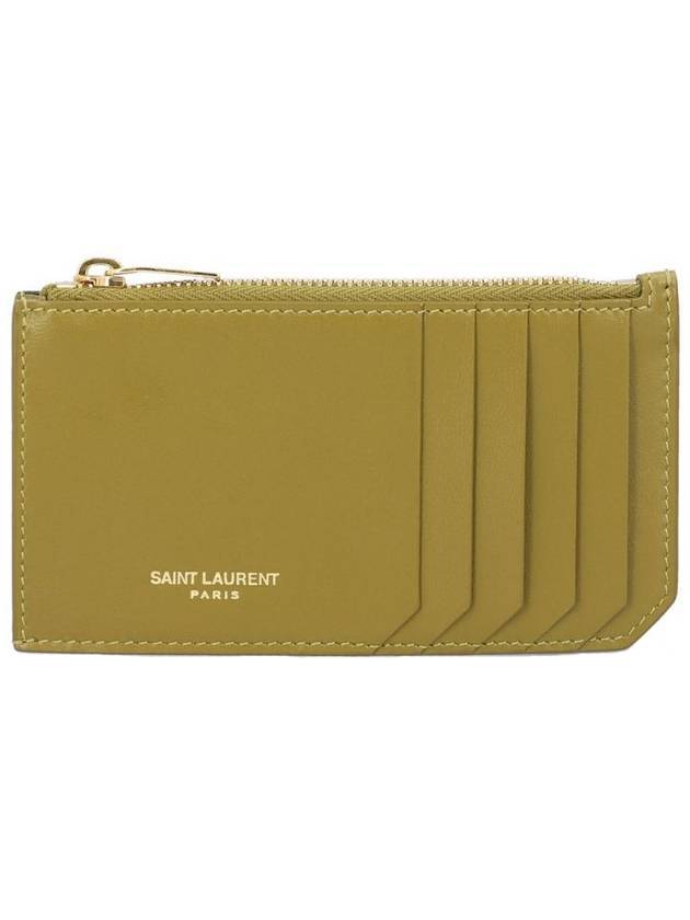 Luxury Saint Laurent Monogram Fragment Card Wallet Green