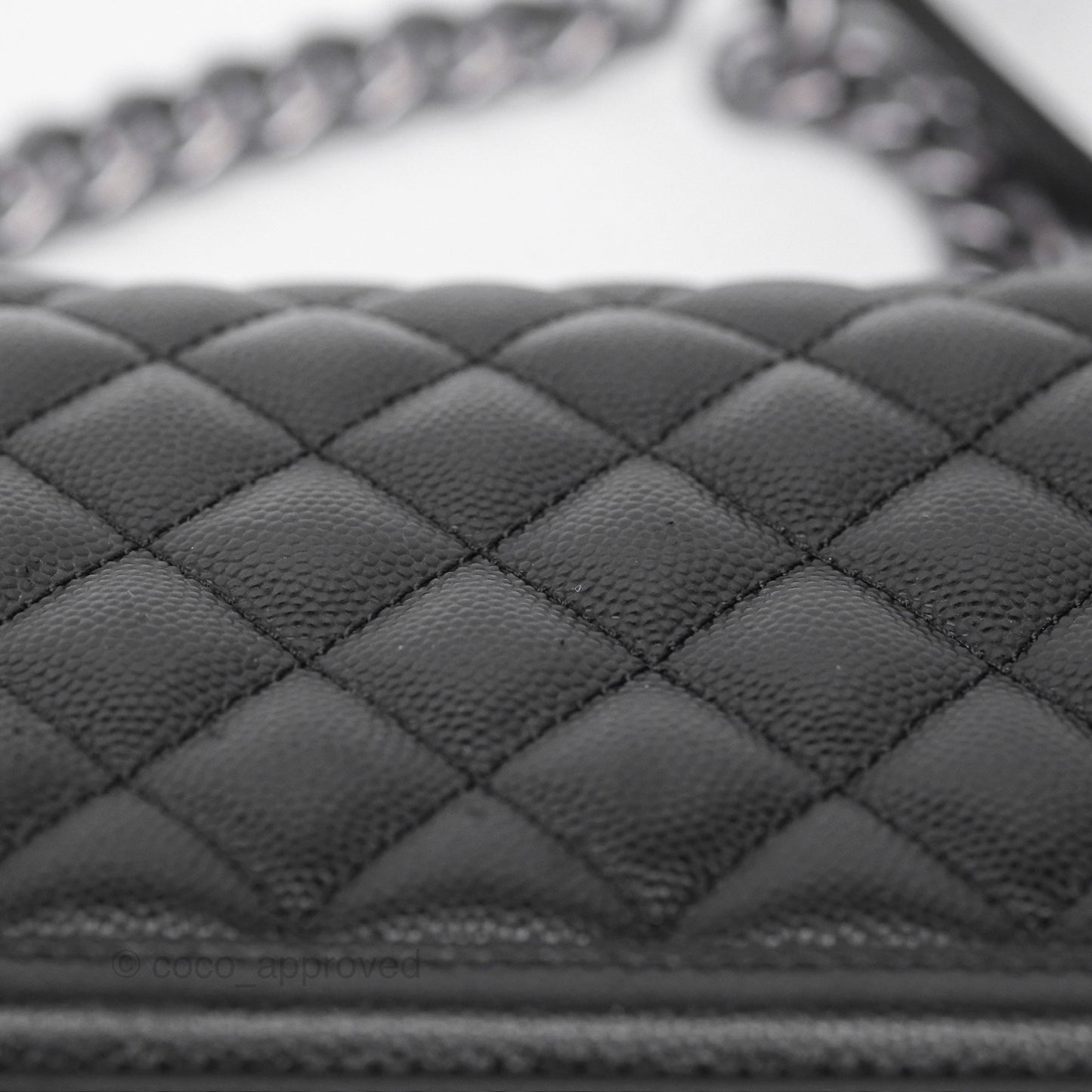 Chanel Medium Boy Quilted Black Caviar Ruthenium Hardware