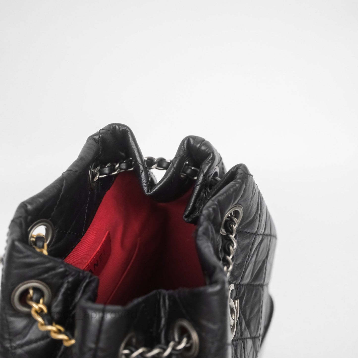 Chanel Small Gabrielle Backpack Quilted Black Aged Calfskin