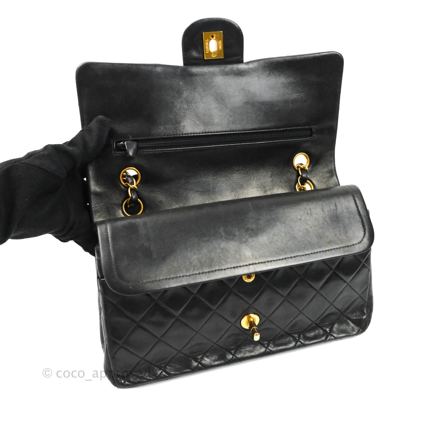 Chanel Vintage Classic Quilted Lambskin Flap Bag Black 24K Gold Hardware