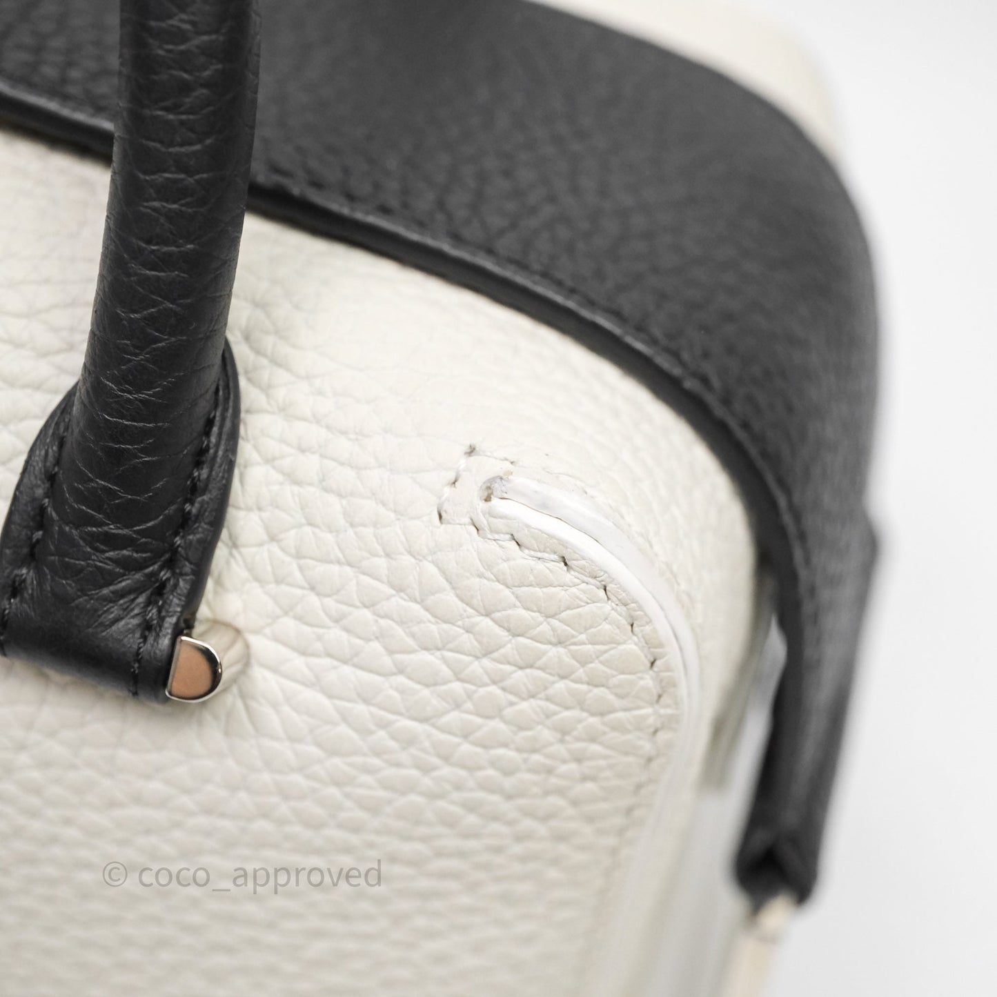 Delvaux Cool Box Mini Taurillon Soft Grained White/Black Calfskin Silver Hardware