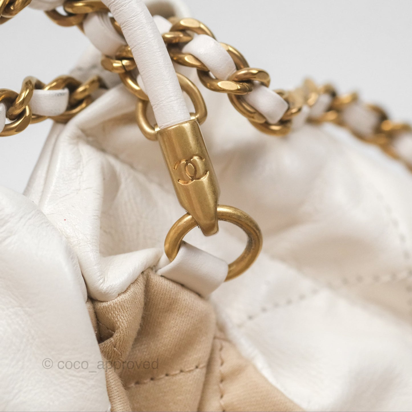 Chanel 22 Mini Bag White Crumpled Calfskin