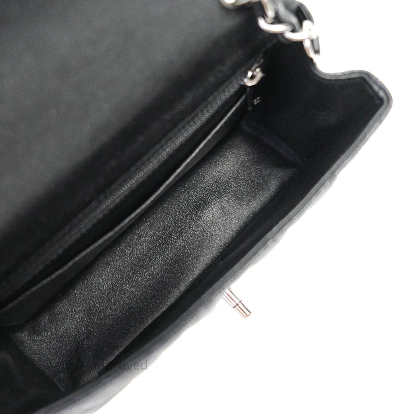 Chanel Classic Quilted Mini Rectangular Flap Iridescent Black Caviar Gun Metal 18C