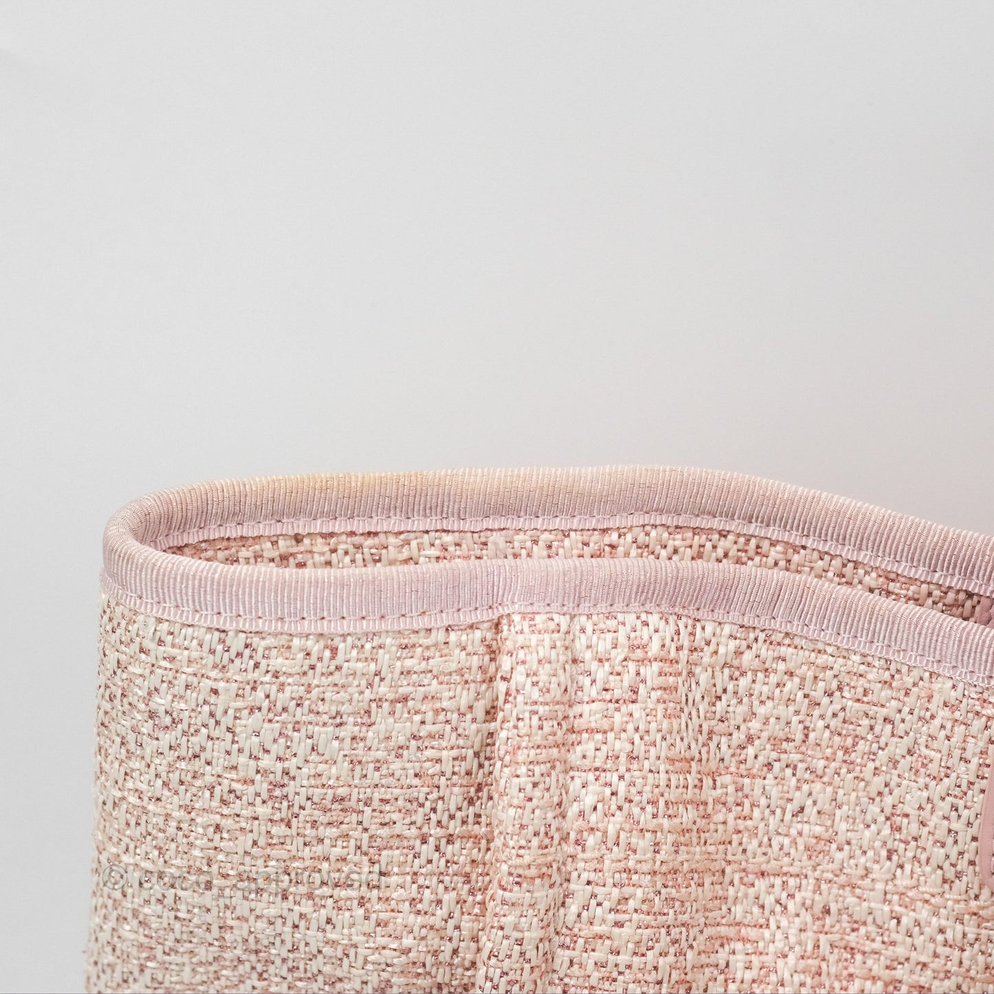Chanel Large Deauville Tote Pink Woven Tweed Gold Hardware