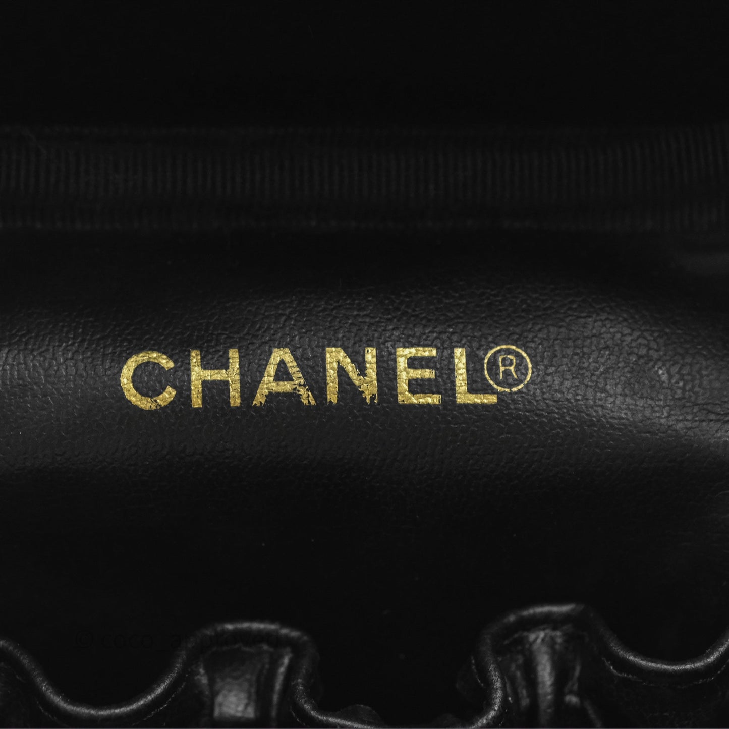 Chanel Vintage Vanity Case Black Caviar Gold Hardware