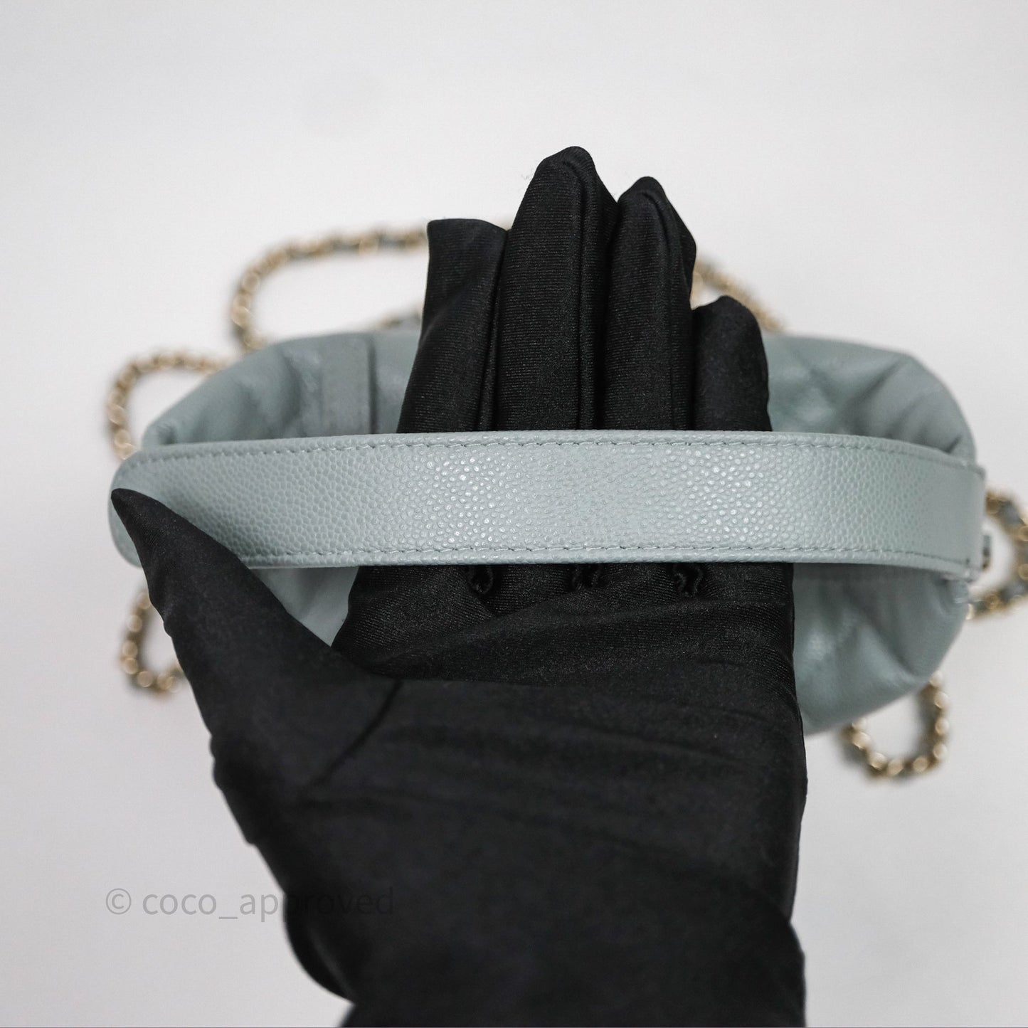 Chanel Hobo With Chain Quilted Tiffany Green Grey Caviar Gold Hardware