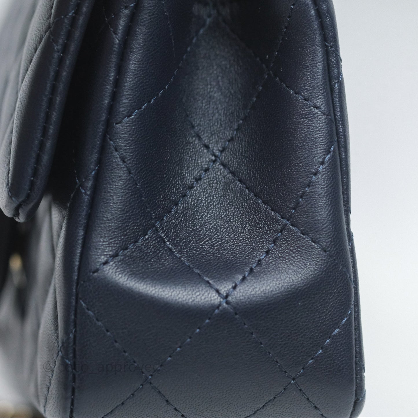 Chanel Top Handle Mini Rectangular Flap Bag Navy Lambskin Gold Hardware