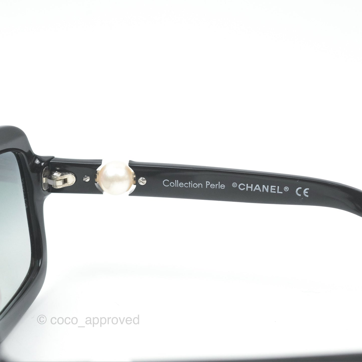 Chanel Acetate Strass Square Pearl Sunglasses Black