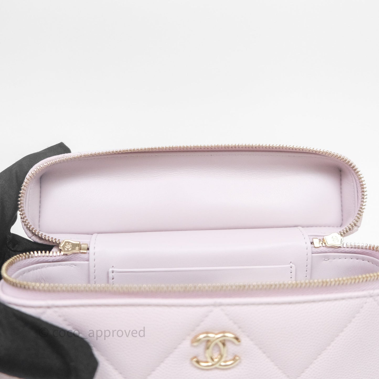 Chanel Top Handle Long Vanity with Chain Light Lilac Pink Caviar Gold Hardware