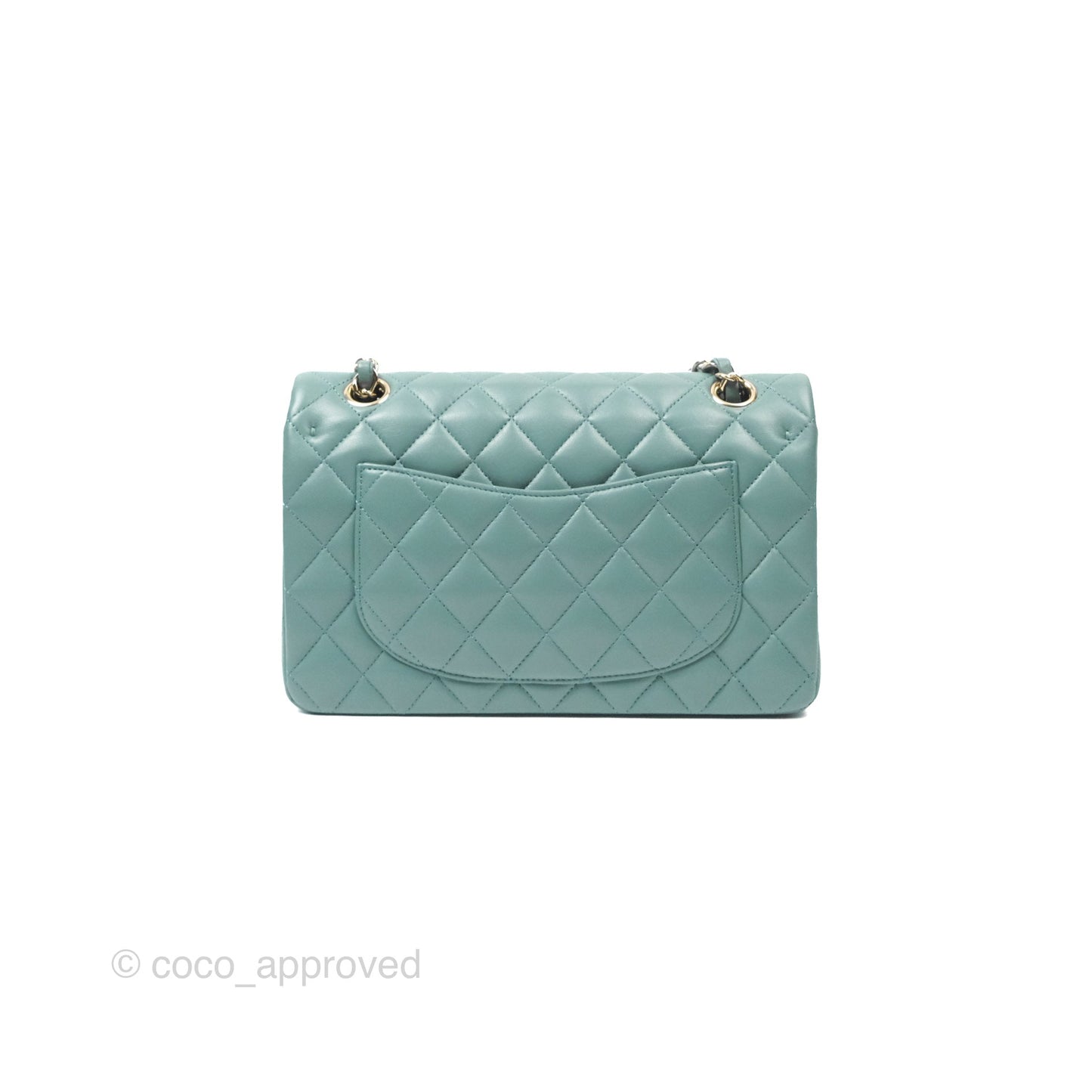 Chanel Small Quilted Classic Flap Dark Tiffany Green Lambskin Gold Hardware