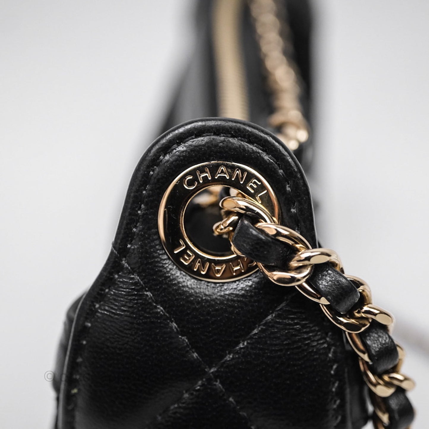 Chanel Mesh Clutch With Chain Black Shiny Lambskin Gold Hardware