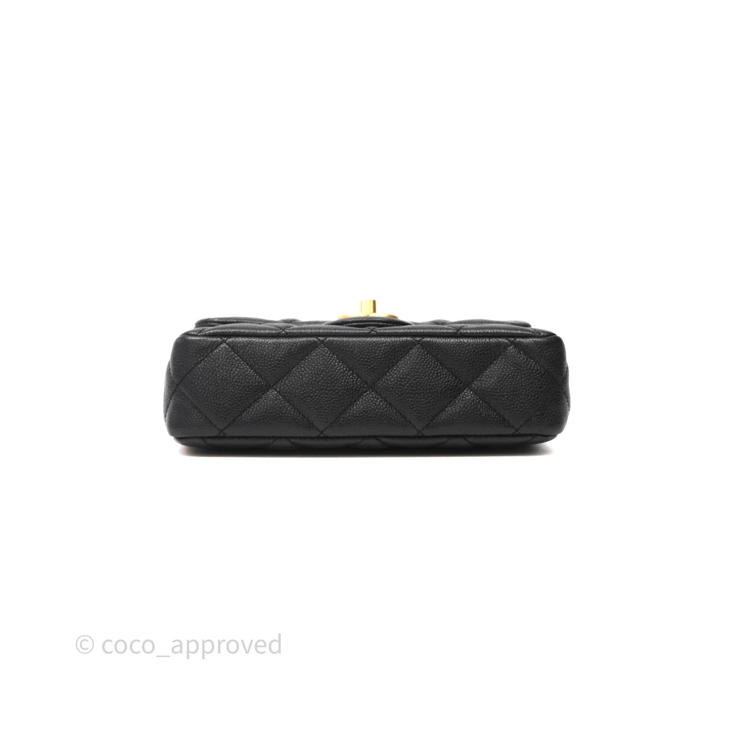 Chanel Mini Flap Bag Heart Adjustable Chain Black Caviar Aged Gold Hardware