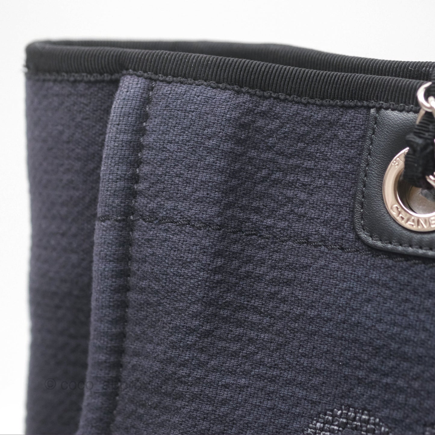 Chanel Medium Deauville Navy Canvas Silver Hardware