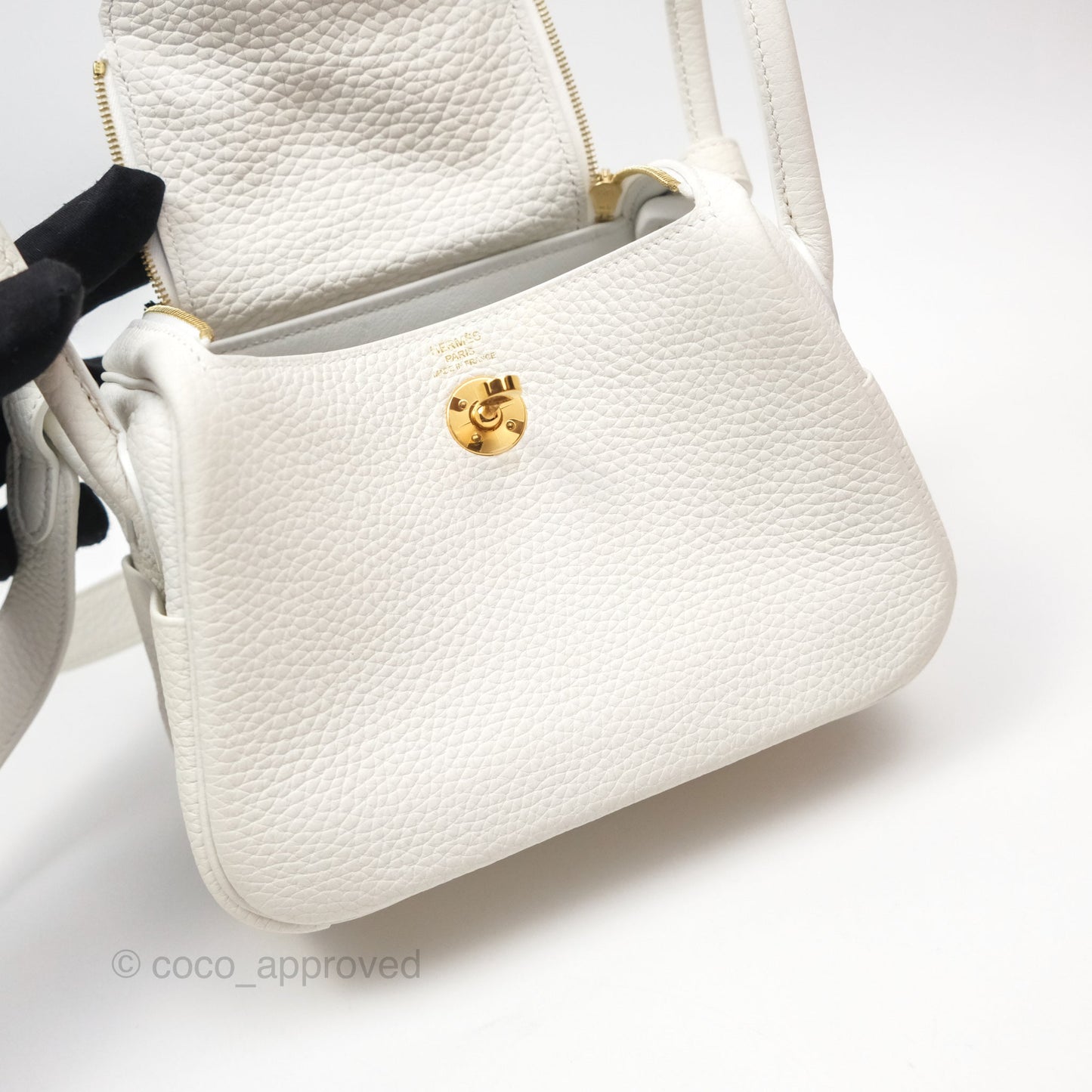 Hermès Mini Lindy 20 New White 0U Clemence Gold Hardware
