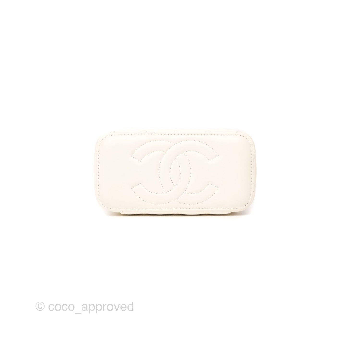 Chanel Vanity with Double Chain White Shiny Lambskin 23C